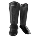 Espinilleras de protección profesional para MMA y Muay Thai con refuerzo en espinilla y empeine color negro marca Kombat